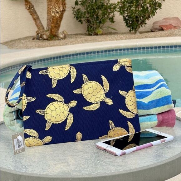 Handbags - LAST ONE! Gold Foil Turtles Wristlet
